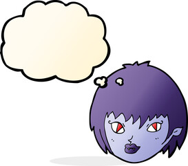 cartoon vampire girl face with thought bubble