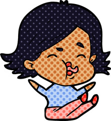 cartoon girl pulling face