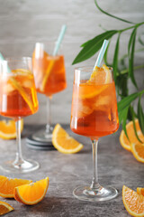 Glasses with aperol spritz cocktail	