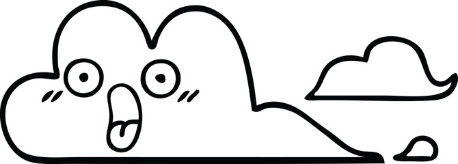 line drawing cartoon of a storm cloud