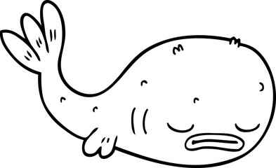 line drawing cartoon of a fish