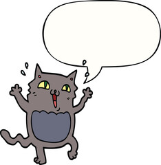 cartoon crazy excited cat with speech bubble