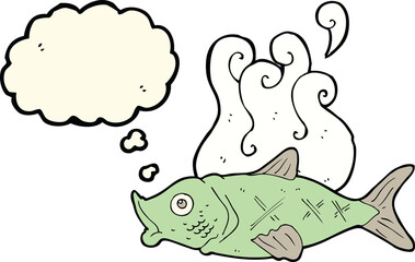 cartoon smelly fish with thought bubble