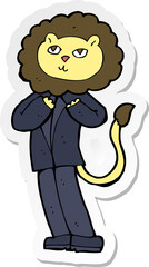 sticker of a cartoon lion businessman