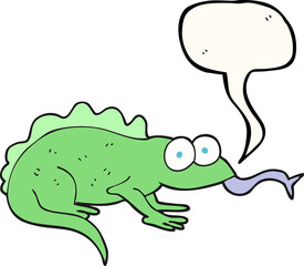 freehand drawn speech bubble cartoon lizard