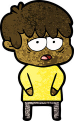 cartoon exhausted boy