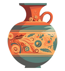 Ornate pottery vase with yellow flower