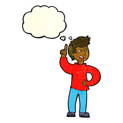 cartoon man with idea with thought bubble