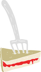 flat color illustration of cake with fork