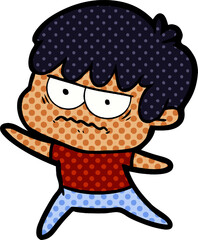 annoyed cartoon boy