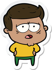sticker of a cartoon tired man