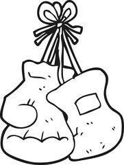 freehand drawn black and white cartoon boxing gloves
