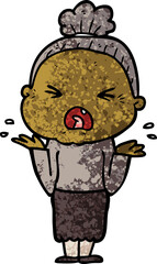 cartoon angry old woman