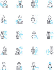 Career choices linear icons set. Vocation, Ambition, Occupation, Profession, Path, Calling, Trade line vector and concept signs. Job,Role,Field outline illustrations