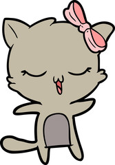 cartoon cat with bow on head