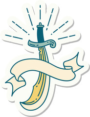 sticker of a tattoo style scimitar sword