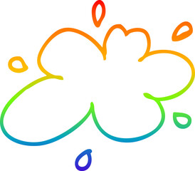 rainbow gradient line drawing of a cartoon water splash