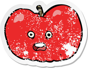 retro distressed sticker of a cartoon apple