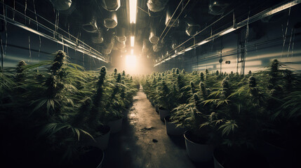 A Tour of the Advanced Indoor Marijuana Production Facility Generative AI Photo
