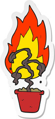 sticker of a cartoon burning plant