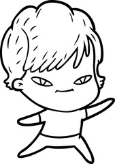 cartoon happy woman