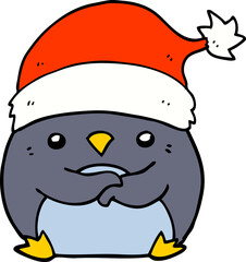 cute cartoon penguin wearing christmas hat