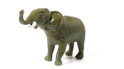 Fototapeta na wymiar Plastic elephants toy isolated on white background