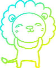 cold gradient line drawing of a cartoon lion