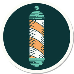 sticker of tattoo in traditional style of a barbers pole