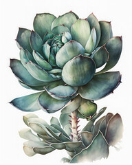 Fototapeta premium Echeveria succulent on a white background. Generative AI