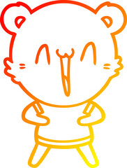 warm gradient line drawing of a happy polar bear cartoon
