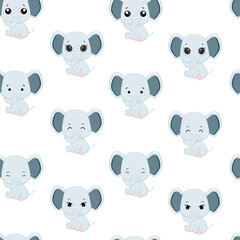Children's pattern with a small elephant. Animal seamless pattern.