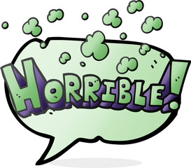 freehand drawn speech bubble cartoon word horrible
