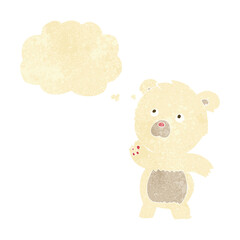 cartoon curious polar bear with thought bubble