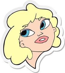 sticker of a cartoon happy woman