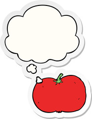 cartoon tomato with thought bubble as a printed sticker