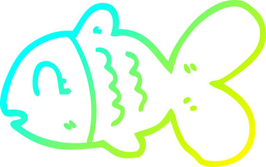 cold gradient line drawing of a cartoon fish