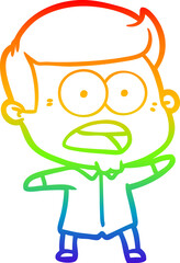 rainbow gradient line drawing of a cartoon shocked man