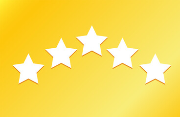 Fototapeta premium Five stars icon. Stars rating review icon on yellow background. Vector illustration