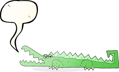 freehand drawn speech bubble cartoon crocodile