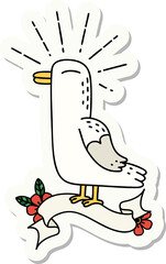 sticker of a tattoo style seagull bird