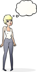 cartoon pretty woman  with thought bubble