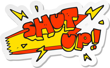 sticker of a cartoon shut up symbol
