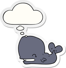 cartoon whale with thought bubble as a printed sticker