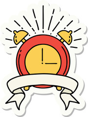 sticker of a tattoo style ringing alarm clock