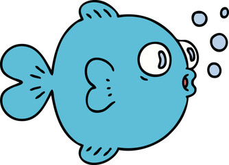 hand drawn quirky cartoon fish