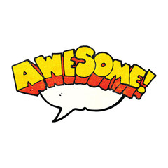 freehand speech bubble textured cartoon word awesome