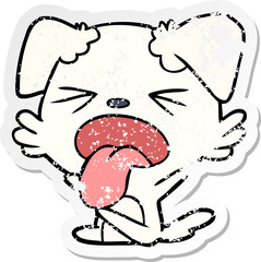 distressed sticker of a cartoon dog throwing tantrum