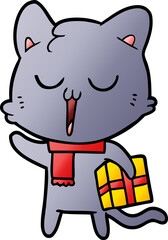 cartoon cat with gift