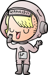 cartoon astronaut woman